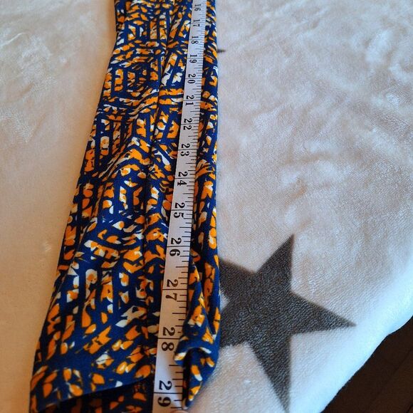 LuLaRoe Leggings Blue and Yellow Geometric Print Soft Stretchy Spring - Picture 6 of 8
